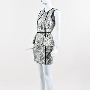 Parker Black and White Peplum Dress